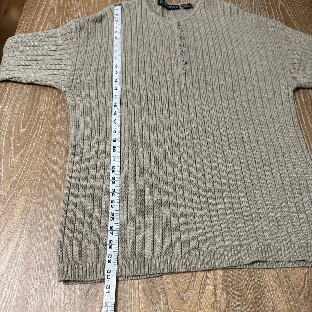 Pazzo Chunky Pullover Sweater Vintage Mens XL Ramie Cotton Henley Fisherman